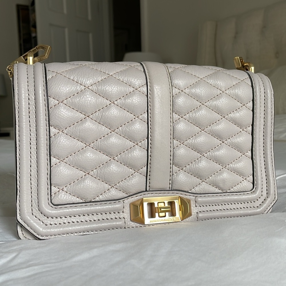 Rebecca Minkoff Gray Lilac Quilted Love bag, EUC